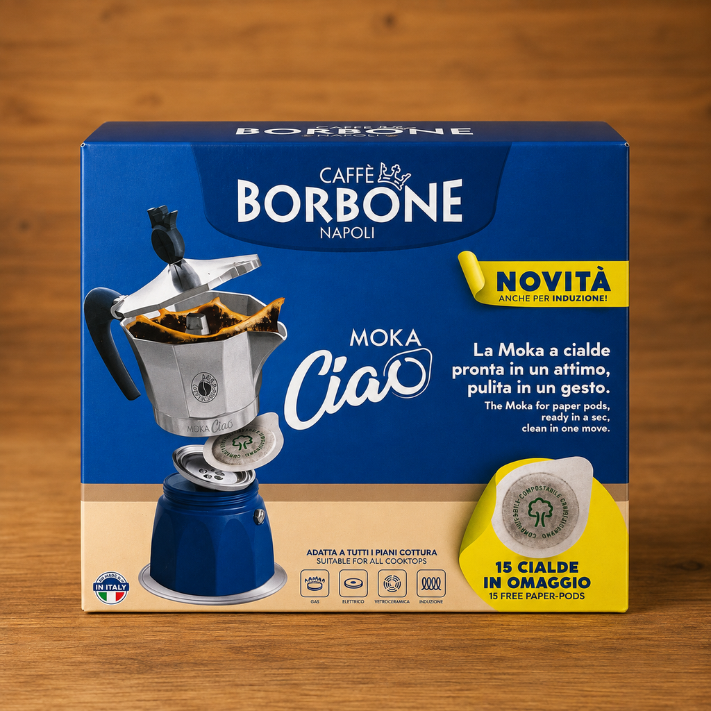 Caffè Borbone Moka Ciao – Moka per Cialde E.S.E. 44 mm con 15 Cialde Omaggio