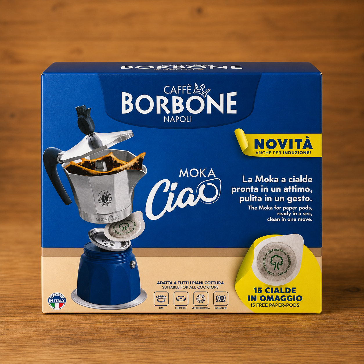 Caffè Borbone Moka Ciao – Moka per Cialde E.S.E. 44 mm con 15 Cialde Omaggio