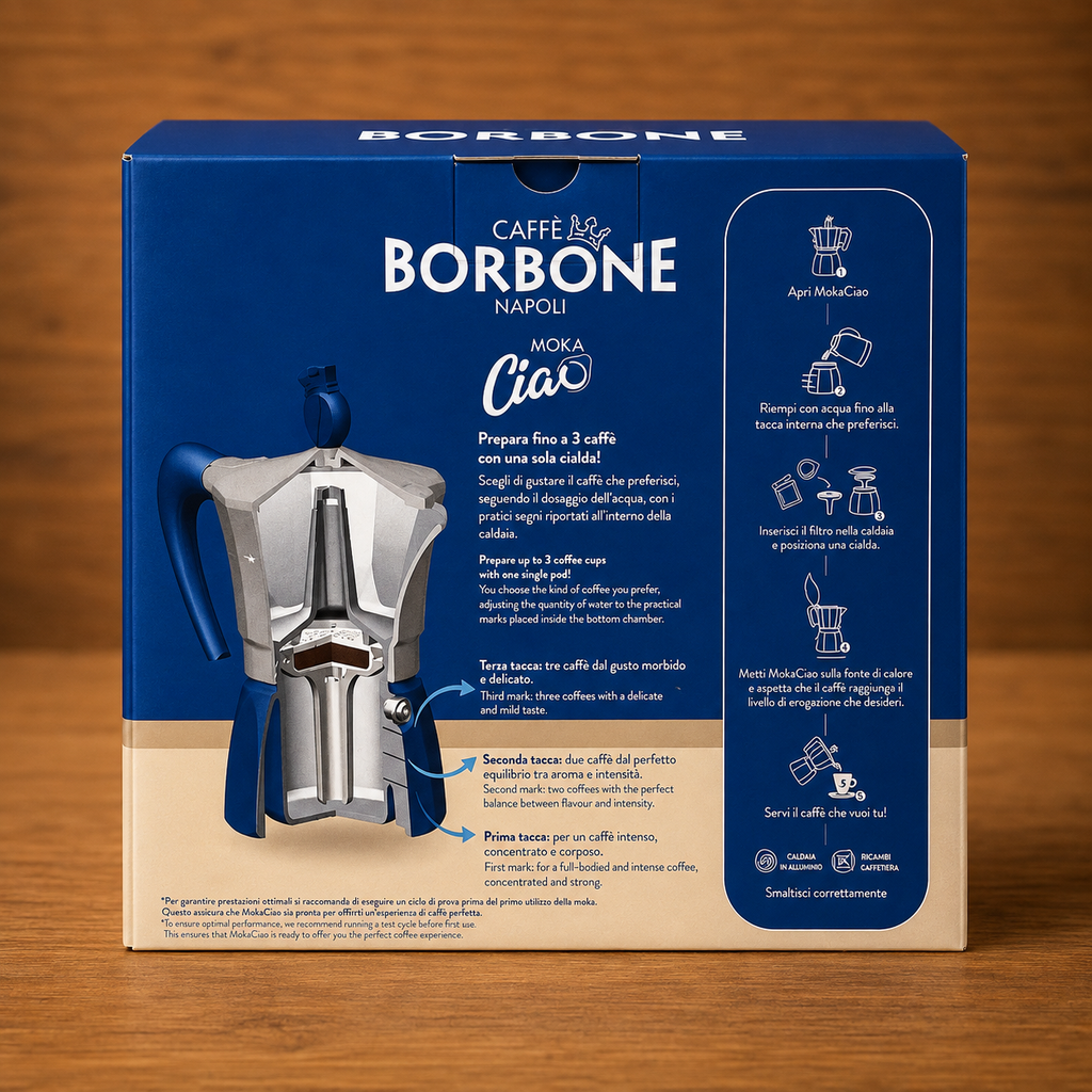 Caffè Borbone Moka Ciao – Moka per Cialde E.S.E. 44 mm con 15 Cialde Omaggio