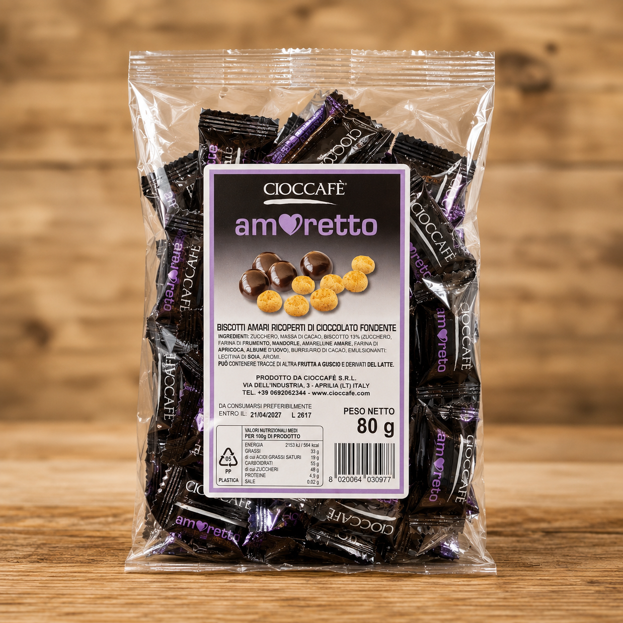 Cioccafè Amoretto – Biscotti Amari Ricoperti di Cioccolato Fondente