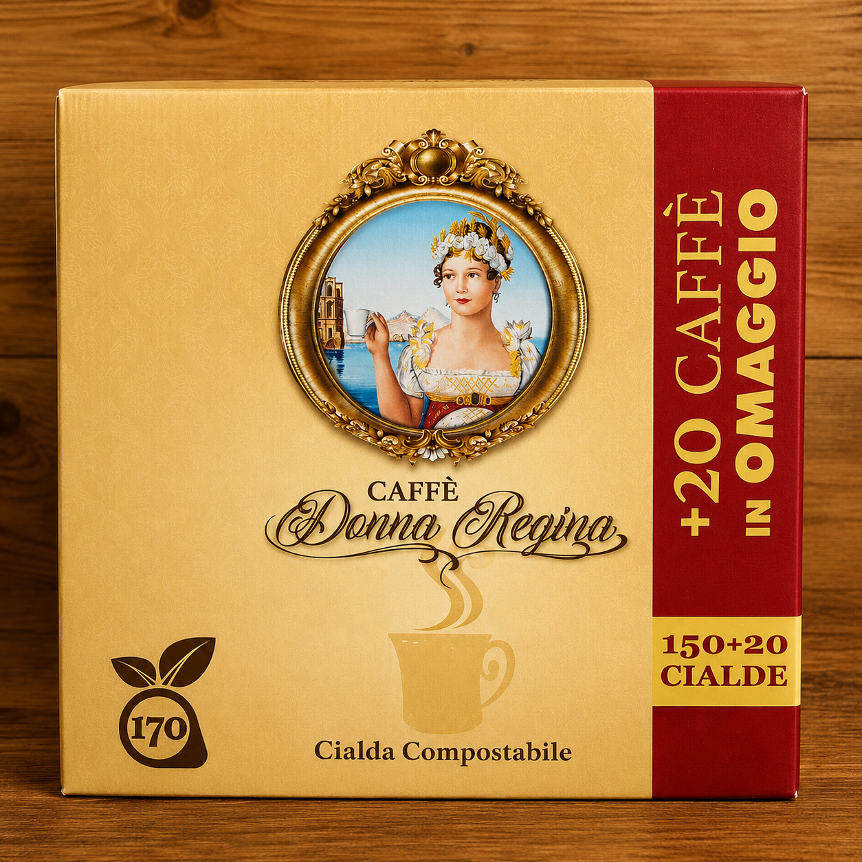 Caffè Donna Regina – 170 Cialde Compostabili E.S.E. 44 mm (150 + 20 Omaggio)