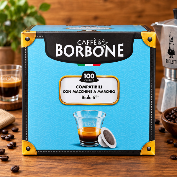 Caffè Borbone – 100 Capsule Compatibili Bialetti – Miscela Blu e Rossa